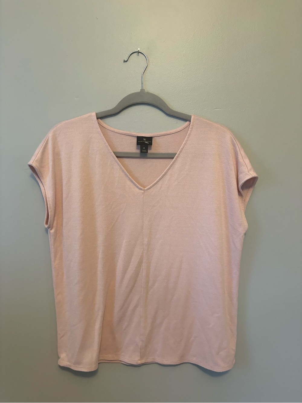 Worthington Light Pink V-Neck Short Sleeve Tee